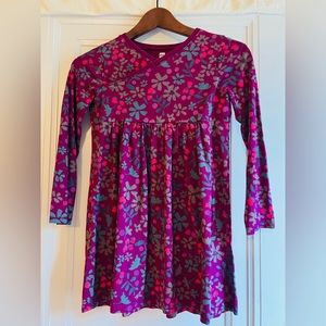 Tea Collection Wrap-neck Long Sleeve Dress Dress Burgundy Floral Print Size 12